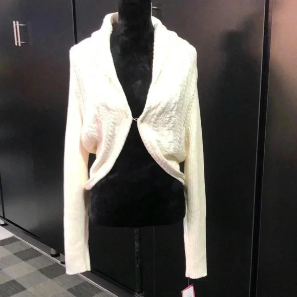 Izod Silvercrest Cable Knit,open front cardigan sweater,hook & eye closure - Picture 1 of 13